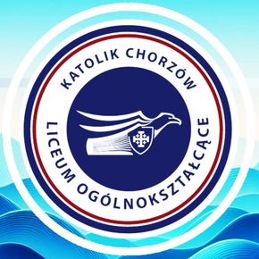 element ozdobny kafelek z napisem Katolik Chorzów liceum ogólnokształcące i logo szkoły